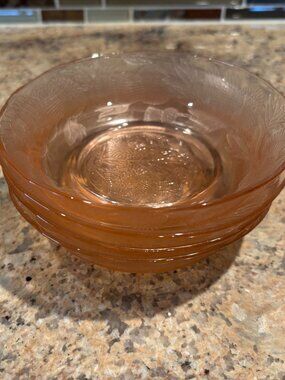 Vintage Pink Glassware Desert Bowls Set of 4